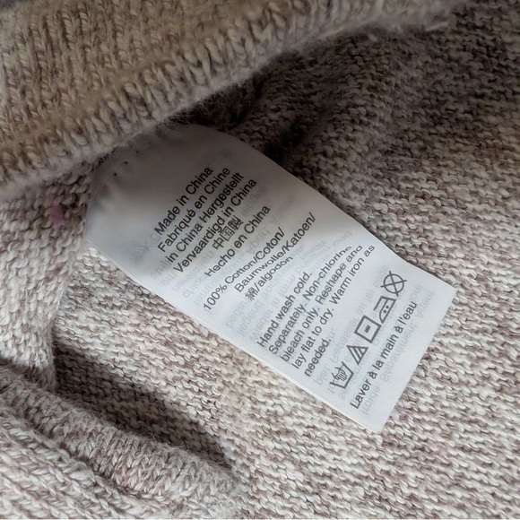 Madewell 100% Cotton Tie-Front Short Sleeve Knit Top Tee - Marbled Beige Size M - Picture 4 of 6